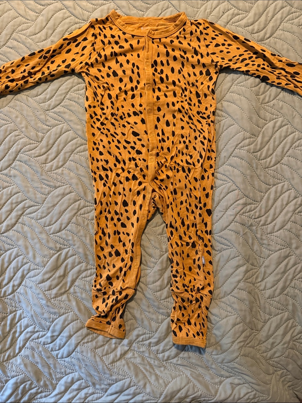 Kyte BABY Mustard Yellow Footie with Black Spot Print